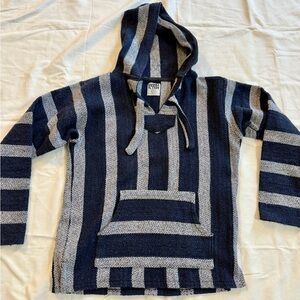 Hang Ten Navy and Gray Striped Hoodie Sweater